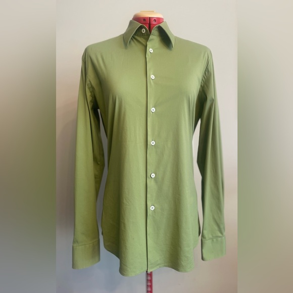 Prada - Cotton blend green button up dress shirt Size 39 (15.5” neck) - Picture 3 of 6
